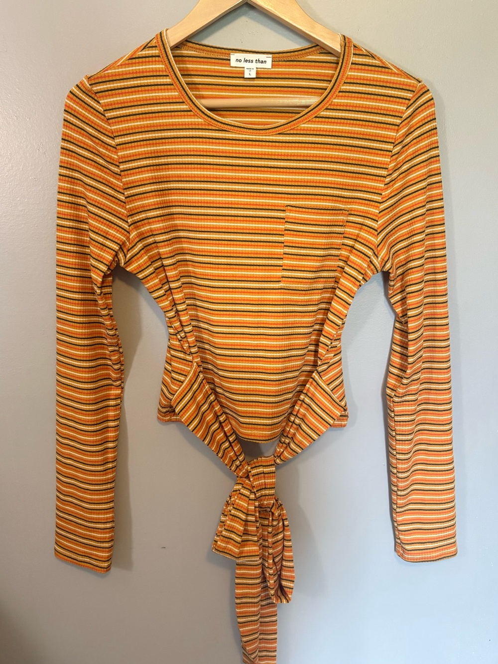Boutique Striped Ribbed Tie Shirt